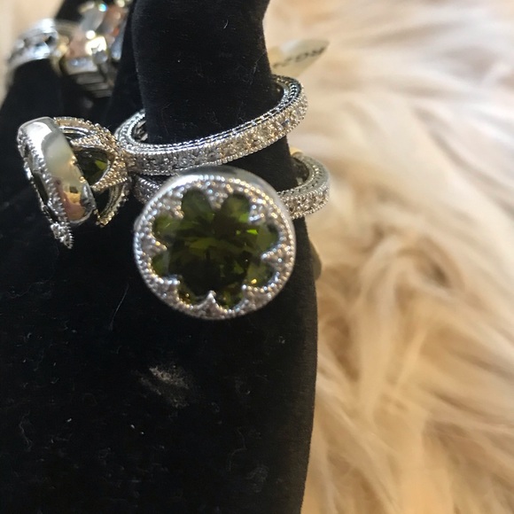non Jewelry - Silver Jade Green CZ ring size 7